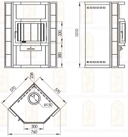 Печь-камин “Амур” АОТ-9,0-04