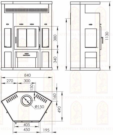 Печь-камин “Енисей” АОТ-11,0