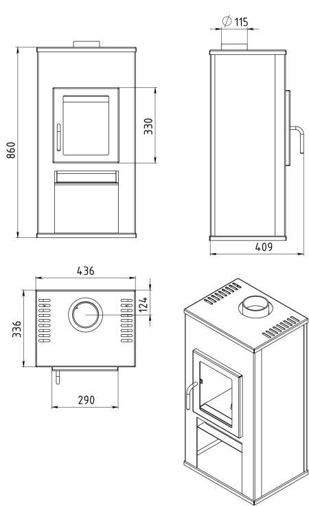 Печь-камин “Нарва” АОТ-6,0-01