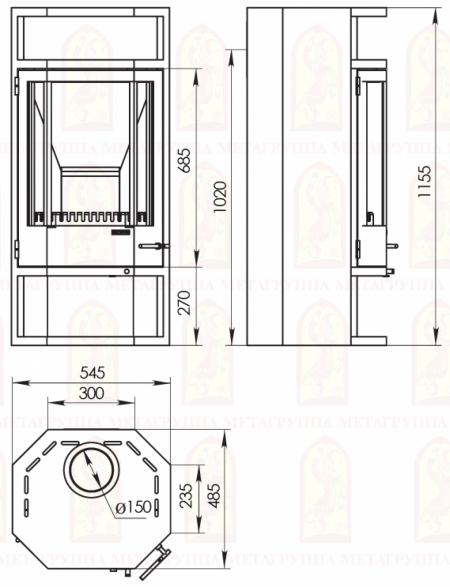 Печь-камин “Рейн” АОТ-10,0