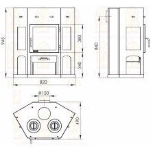 Печь-камин “Енисей  с плитой” АОТ-11,0